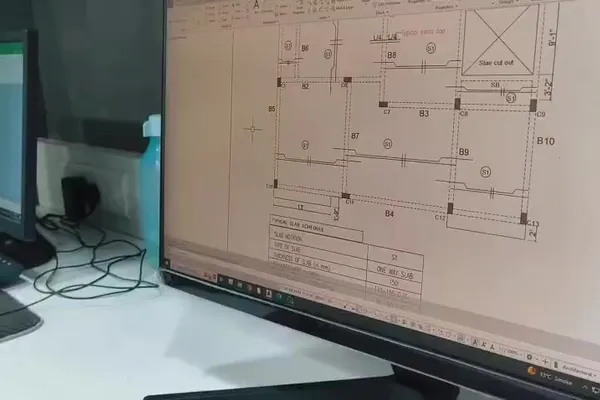Working drawings prepared in the drawing department