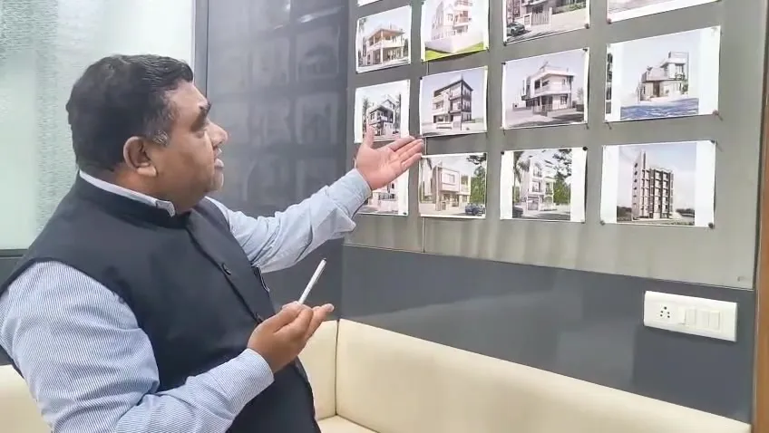 3D view of a multi-storey residential apartment building designed by Sharda Engineers and Contractors